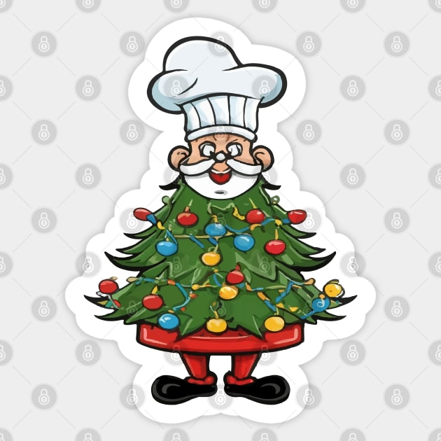 Chef Around The Christmas Tree Sticker by ArtfulDesign